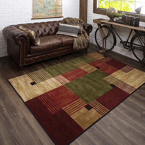 New Wave Alliance Geometric Area Rug, Tan/Red/Green