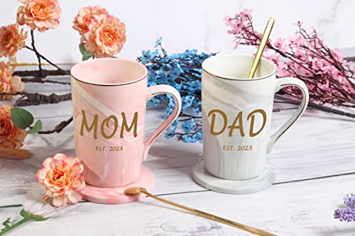 Dad and Mom Marble Coffee Mug Set for Christmas Gift