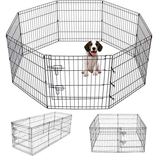 Dog/Cat Exercise Play Pen, Foldable Crate - 8 Panels 24 Inc