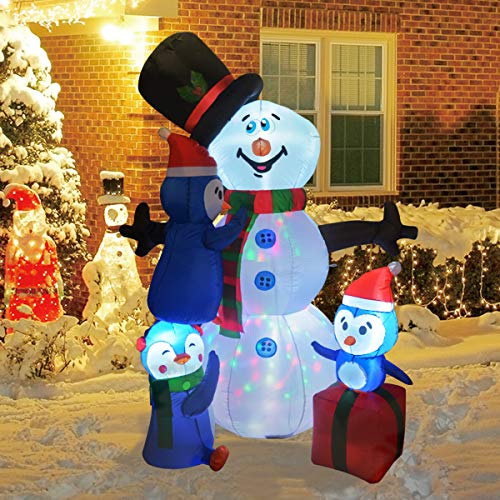 6 FT Christmas Inflatable Snowman & Penguins w/ LEDs