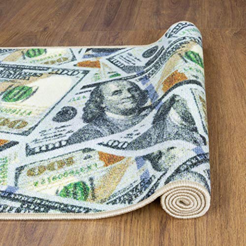 $100 Dollar Bill Runner Rug, Multicolor,