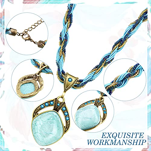 Turquoise Bohemia Necklace 4 Pieces Set for Women