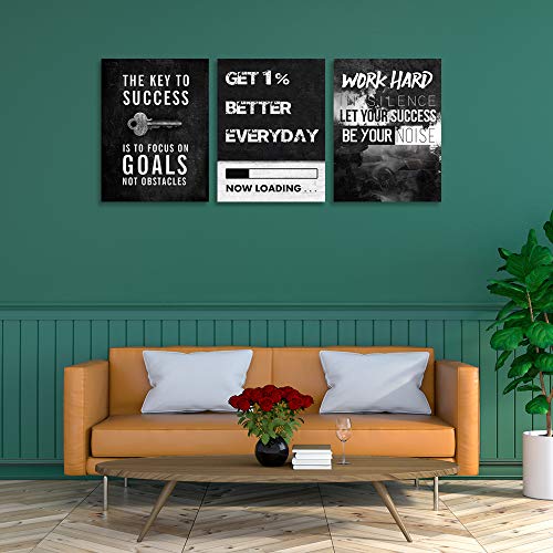 3 Piece Framed Inspirational Success Wall Canvas art Decor