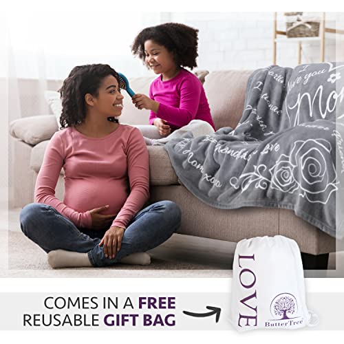 I Love You Mom Gift Blanket - Unique Mom Gifts for Valentines Day, Birthday, Mothers Day-60x 50"