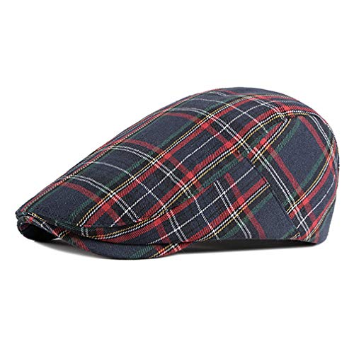 Men Adjustable Colorful Striped Plaid Ivy Newsboy Cabbie Gatsby Cotton Caps