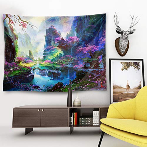 Wall Tapestry for Home  Decoration- Fairy Tale Forest- Butterfly- Tie Dye- 80x60 inches