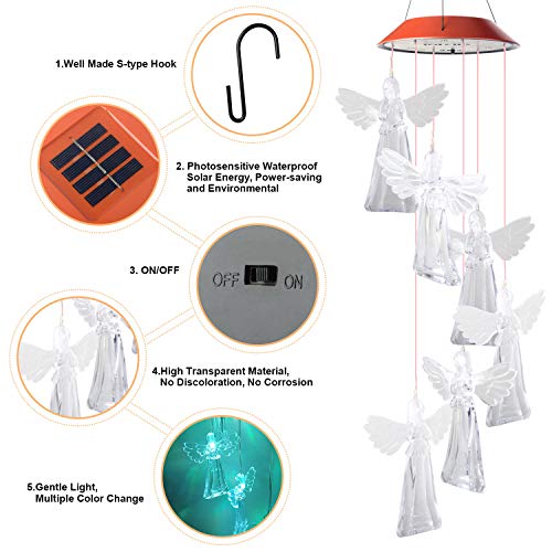 Angel String Light red top Gardening Light up Wind Chimes