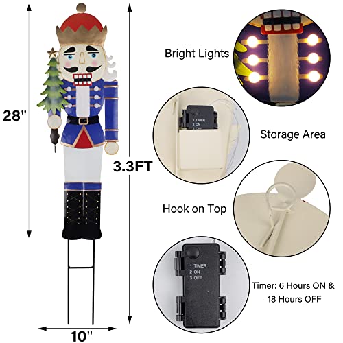 LED Lights Christmas Nutcracker/Gnome Yard Stake Decoration