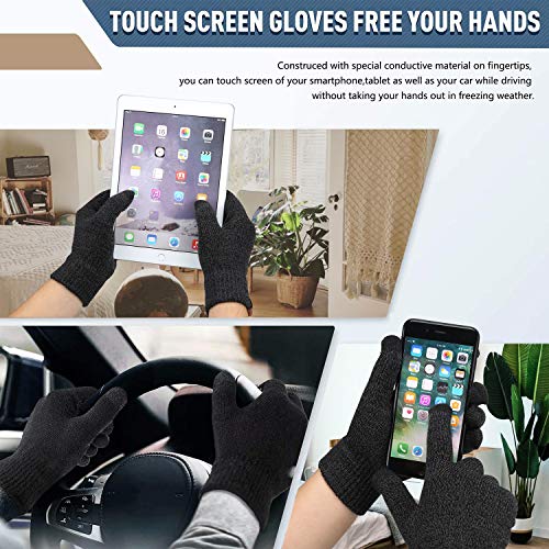Winter Beanie Hat Scarf Touchscreen Gloves Set for Men & Women