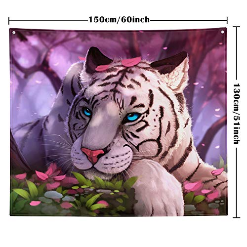 Purple Forest White Tiger Tapestry Art Home Decor Wall Hanging Living room Dorm