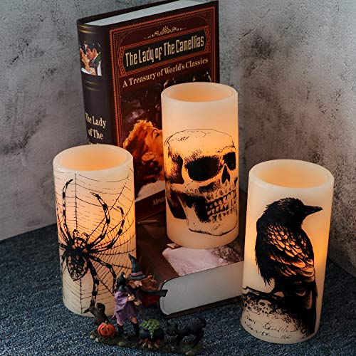 Halloween Flameless Flickering LED Candles with 6-Hour Timer