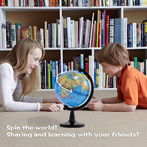 World Globe for Kids Learning, Educational Rotating World Map Globes Mini Size