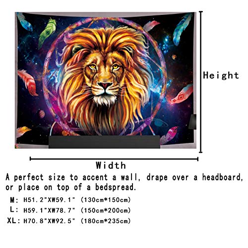 Psychedelic Lion Colorful Mysterious Dreamcatcher Galaxy Space Tapestry