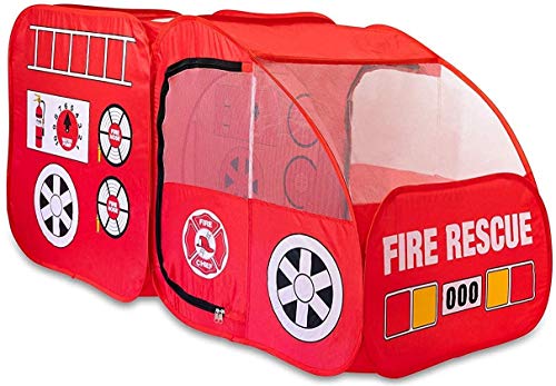 Fire Truck Tent w/ Sound Button for Kids Playhouse