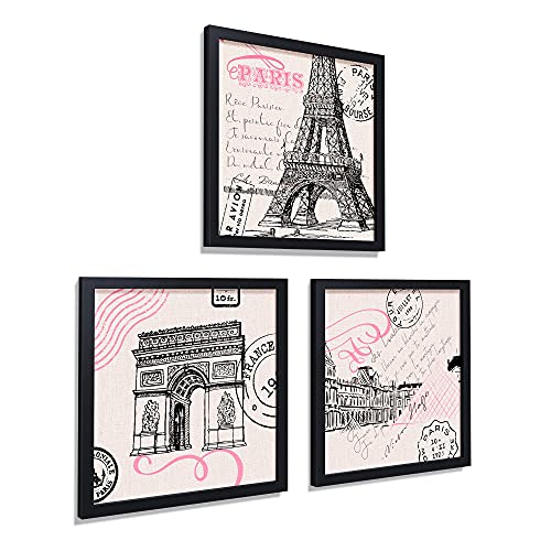 Paris Decoration for Bedroom Set of 3 Framed  (10" x10")
