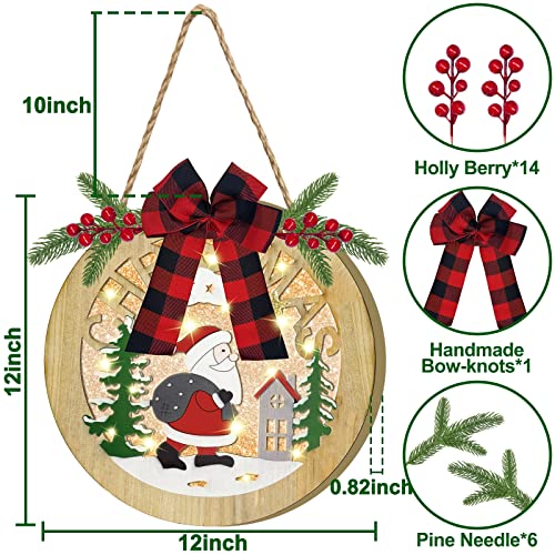 12" Prelit Santa Christmas Wreath Door Sign Decoration