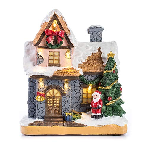 6" Resin Christmas Scene Village w/  Warm White LED