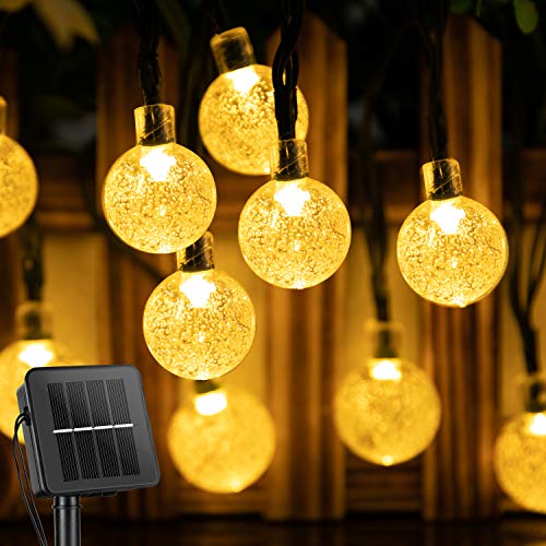 Solar String Lights 60 Led 35.6 Feet Crystal Globe  w/ 8 Lighting Modes