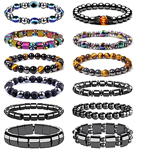 12 Pieces Promotional Bundle Magnetic Bracelet Hematite Bracelet Set