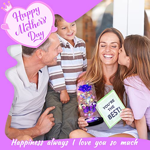 I Love You Mom Galaxy Roses Gifts in Glass Dome for Mothers Day/Birthday