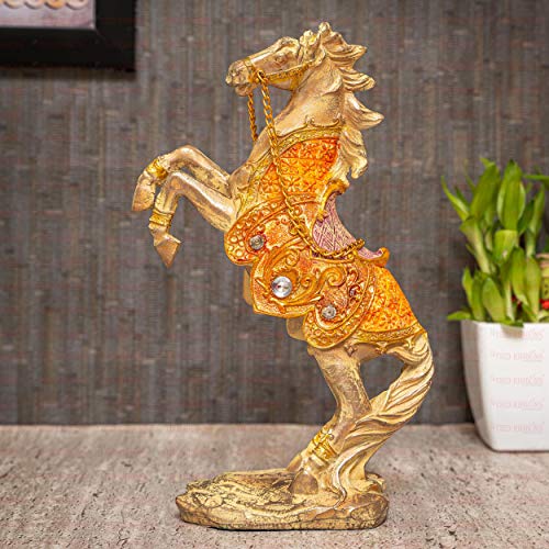 Handmade Roaring Resin Horse Sculpture