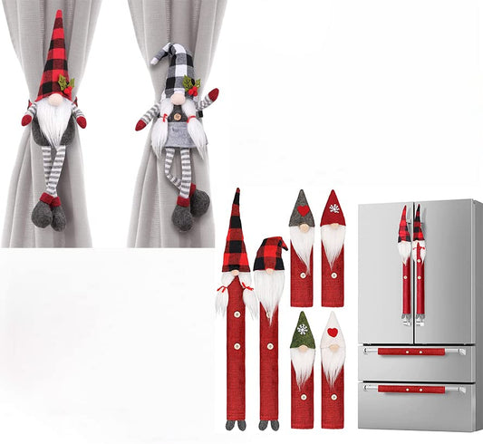 Christmas Curtain Tieback Buckle & Gnome Christmas Refrigerator Handle Covers