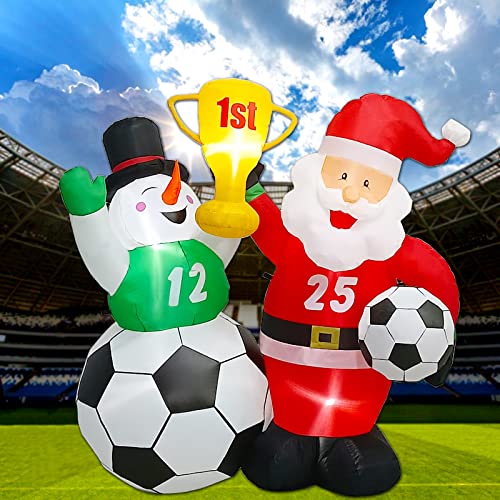 World Cup 2022 Santa Claus Snowman  Christmas Inflatable Decoration w/ LEDs