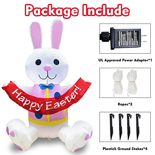 Easter Inflatables Bunny, 3.5FT w/ Built-in LED Lights