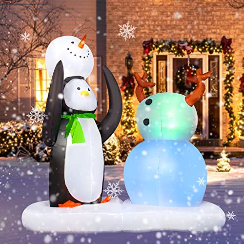 7 FT Christmas Inflatable Penguins with Snowman