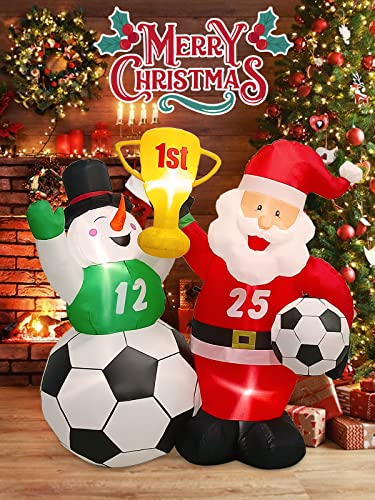 World Cup 2022 Santa Claus Snowman  Christmas Inflatable Decoration w/ LEDs