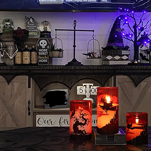 Halloween Flameless Flickering LED Candles with 6-Hour Timer