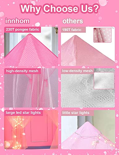 Princess Castle Play Tent for Kids w/ Large Bright  Stars 55"x 53"(DxH)