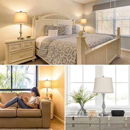 Set of 2  Dimmable Table Lamps w/ 2 USB Ports 2 LED Bulbs Included