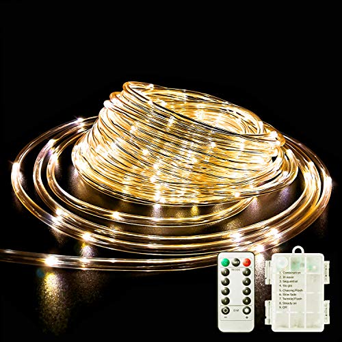 120 LED 8 Modes Lights Battery Operated Fairy String Lights Rope Outdoor Waterproof W/ Remote Multi-Color 40Ft