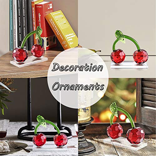 Crystal Red Cherry Figurine Collectible Decoration