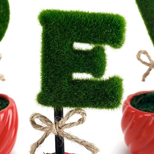 Decorative Letter Shaped Topiary Trees, Artificial Plants Sculpted Love in Ceramic Pots, Set of 4