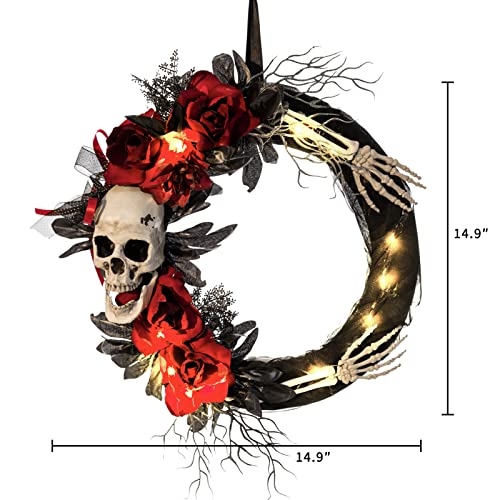 Halloween Decorations Light Up Skeleton Wreath