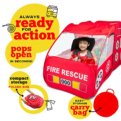 Fire Truck Tent w/ Sound Button for Kids Playhouse