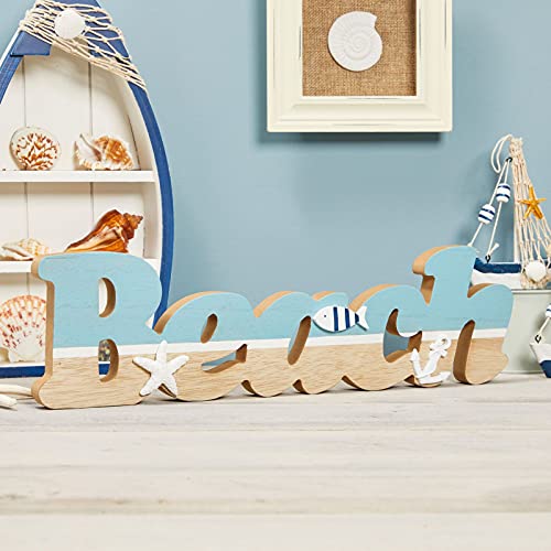Wooden Beach Sign, Coastal (15 x 6 inches) for Home Decoration