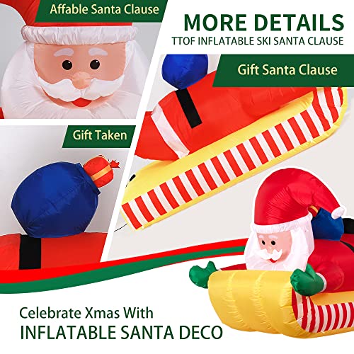 7FT Christmas Inflatable Outdoor Skiing Santa Claus for Yard Decoration