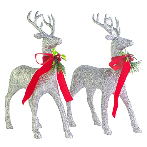 2 Pcs Glitter Reindeer Christmas Decoration