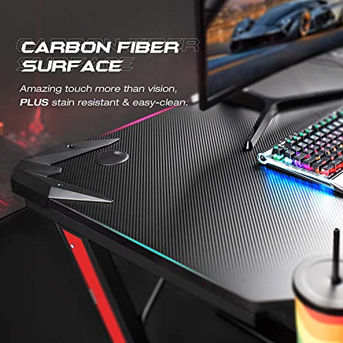 44 Inch Computer Desk Gaming Table Z Shaped Pc Gaming Workstation-Black