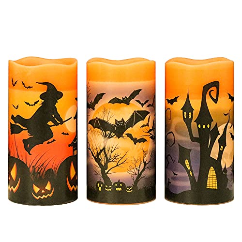 Halloween Flameless Flickering LED Candles with 6-Hour Timer