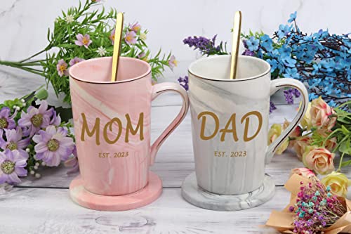 Dad and Mom Marble Coffee Mug Set for Christmas Gift