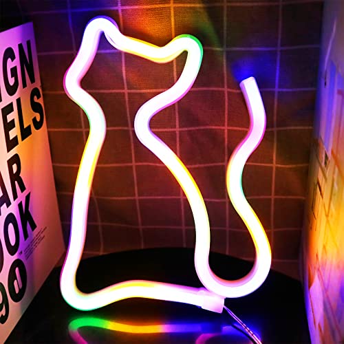 LED Cat Neon Lights for Wall Decor,Battery or USB Operated