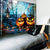 Nightly Spooky Forest Terror Halloween Pumpkins Lantern Wall Hanging Tapestry 60x80 Inch