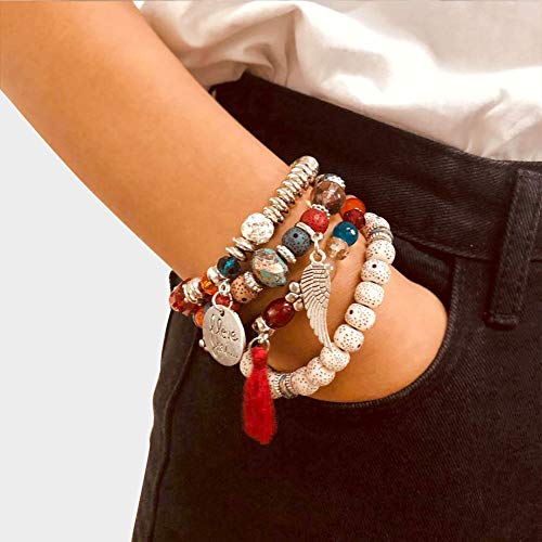 6 Sets Bohemian Stackable Bead Bracelets for Women