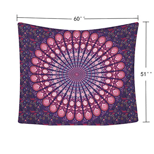 Psychedelic Mandala Wall Hanging Tapestry (51 x 60 Inches)