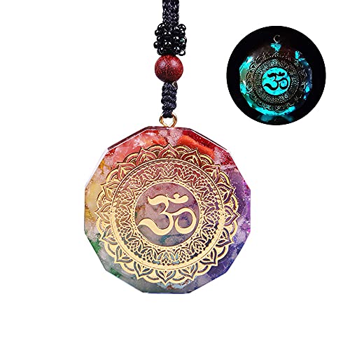 Orgonite Pendant Om Symbol Luminous Chakra Healing Energy Necklace Meditation Jewelry 1.38in