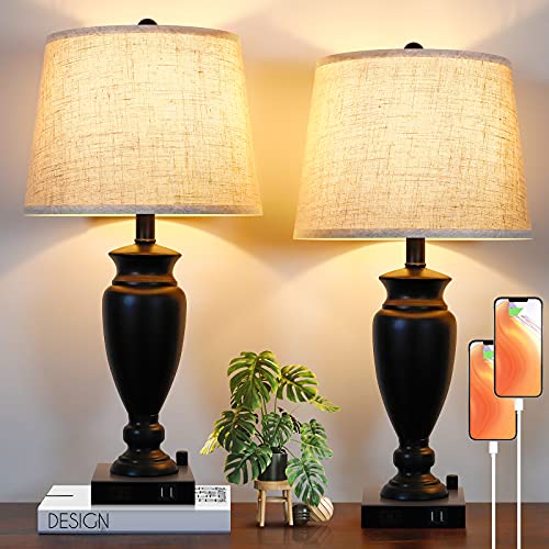 Set of 2 Table Lamp w/ 2 USB Ports - Fully Dimmable